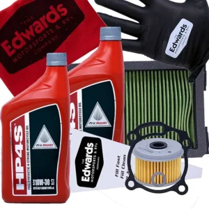 Edwards Full Synthetic Oil Change Kit fits 2011-2022 Honda CBR250R/CBR300R ABS Motorcycle with Air Filter